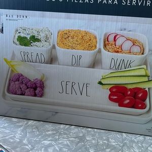 Rae Dunn 5 Piece SPREAD DIP DUNK SERVE Serving Set